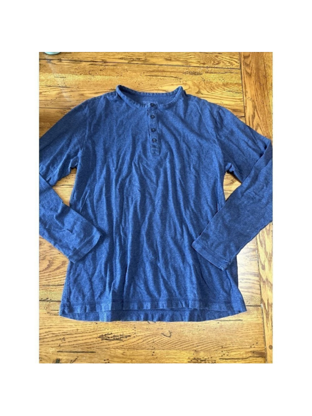 PATAGONIA Organic Cotton Mens 1/4 Button Long Sleeve Blue Shirt Size med K5